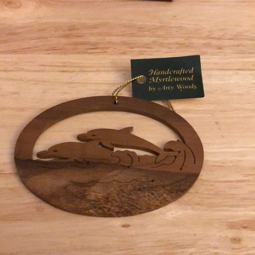 Handcrafted Wooden Dolphin Christmas Ornament